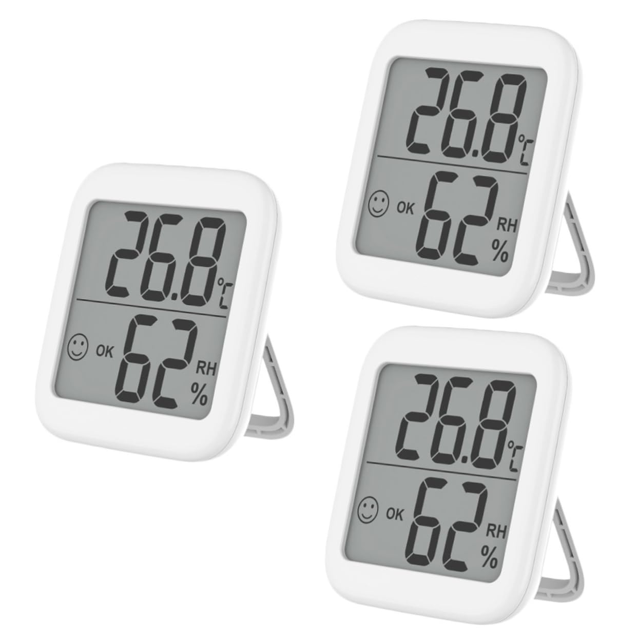 BESTonZON 3 Pièces Thermomètre Et Hygromètre Électronique Thermomètres Température Pendaison De Plein Air Hygromètre Intérieur Humidité Hygromètres Numérique Thermomètre Intérieur Blanche
