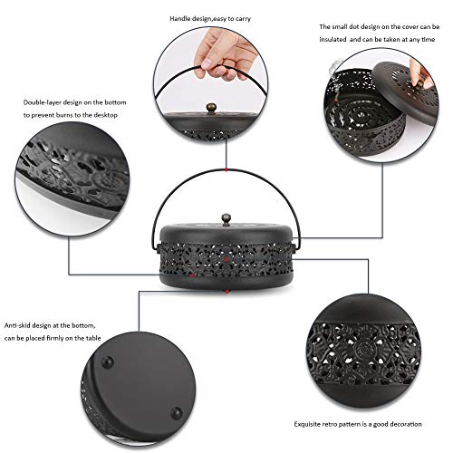 Retyion Retro Portable Mosquito Coil Holder Iron Mosquito Incense Burner Home Decor (Black) #TOP4