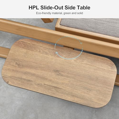 Image of PURPLE LEAF Outdoor Chaise Lounge Chairs with with Pull-Out Table Teak