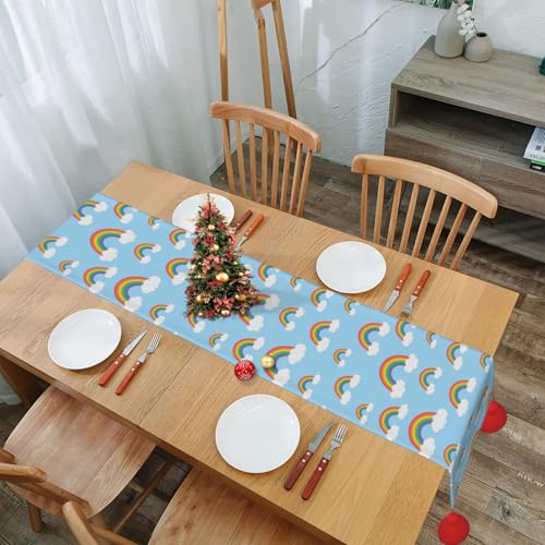 Chemin de table de Noël avec pompons pour décoration de table intérieure extérieure - 8