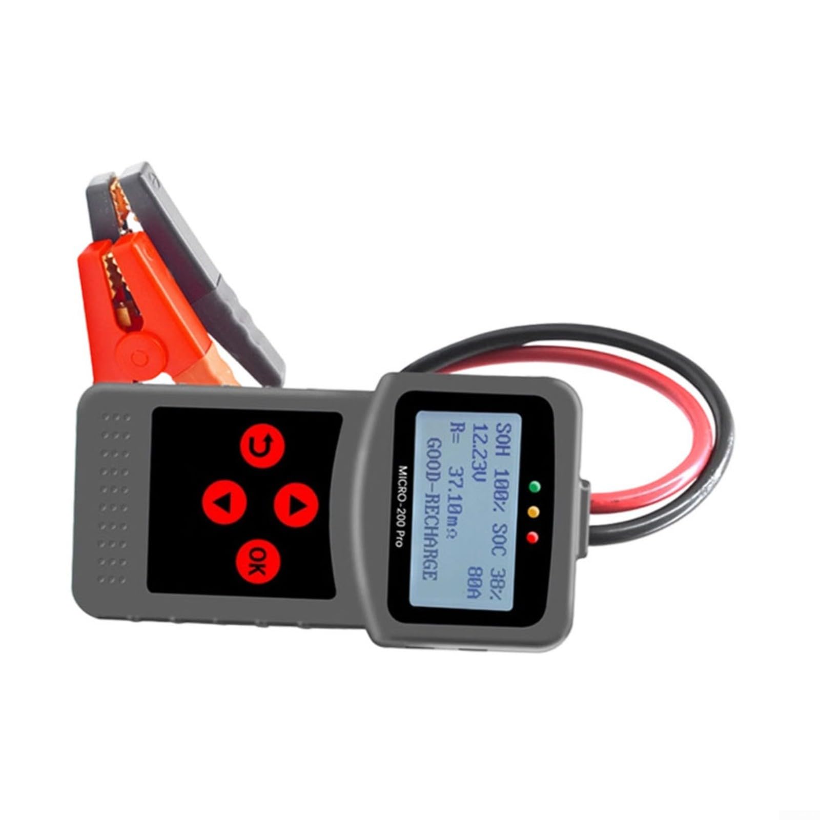 200 PRO Batterietester für 12V/24V, prüft SOH/SOC/Spannung, für Auto/LKW/RV, mit Kelvin-Klemmen, Diagnosegerät