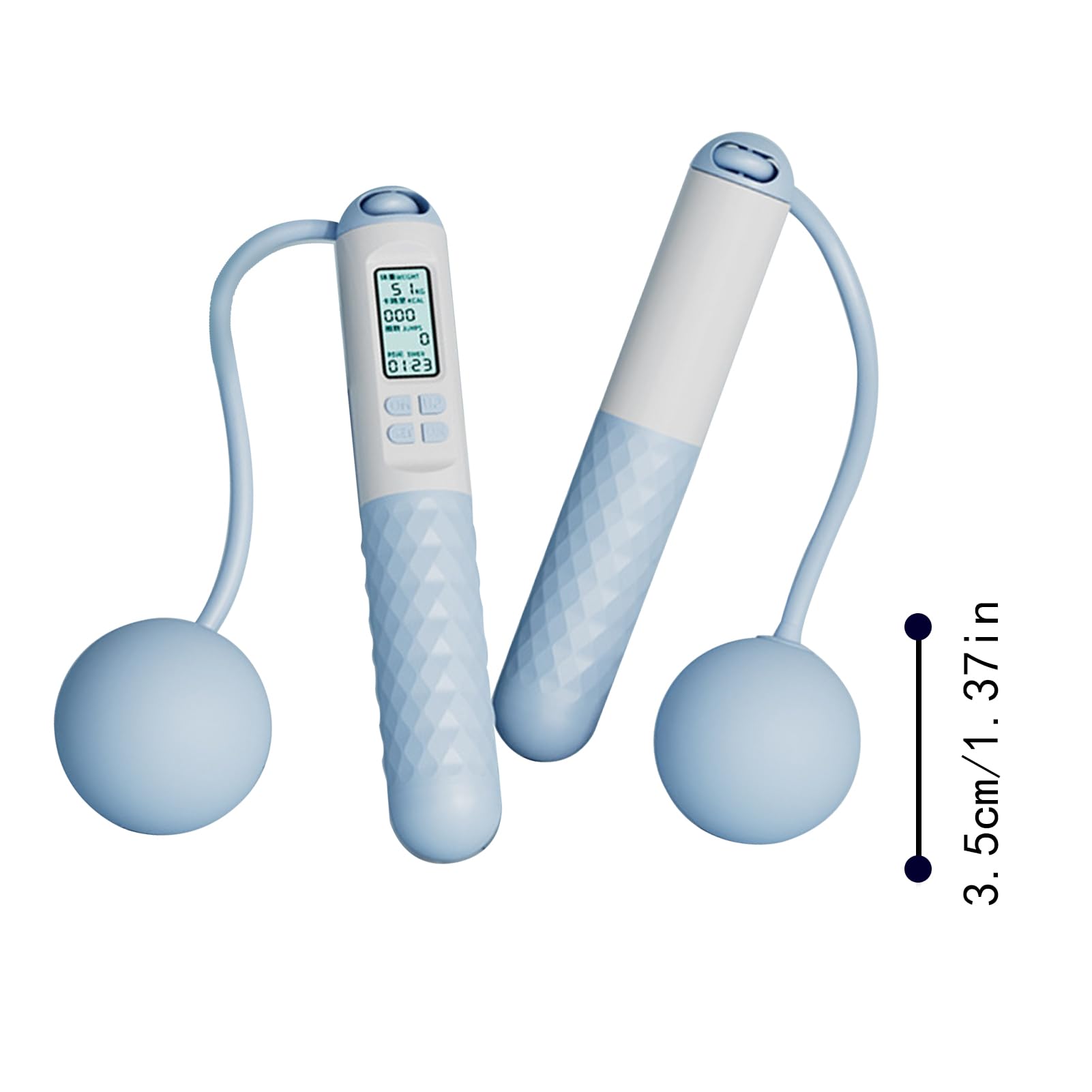 Cuerda de saltar inalámbrica, saltar con contador, bola de conteo digital ajustable, sin cuerda para mujeres, hombres, niños, ejercicio, entrenamiento de fitness (blanco y negro)