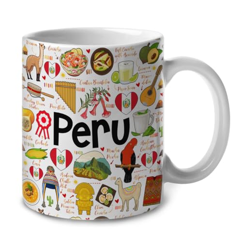 Lotacy Peru Symbols Colorful Coffee Mug With Heart In Flag,