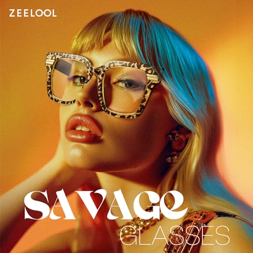 Image of Zeelool Square Blue Light Blocking Glasses for Women, Acetate Personality Fit Glasses Frame Eyegwear with Clear Lenses Taylor ZJGX799757-02B, Leopard Print