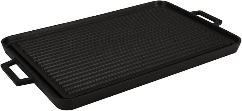 Lava Casting Rectangular Duplex Grill Pan Cast Iron Solid Double Handle Size 29x44 cm.