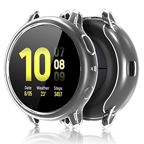 [2 Pack] Case Cover for Samsung Galaxy Active 2 40mm, Soft Clear TPU Protective Bumper Case Anti-Scratch Frame Cover Shell Compatible with Samsung Galaxy Active Watch 2 40mm