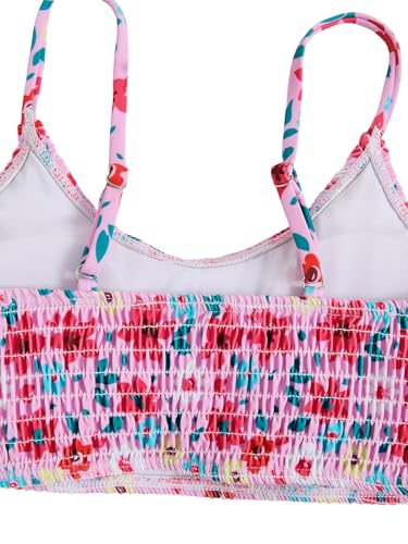 Image of SOLY HUX Girl's Floral Print Bikini Set Spaghetti Strap Smocked Bathing Suit Two Piece Swimsuit