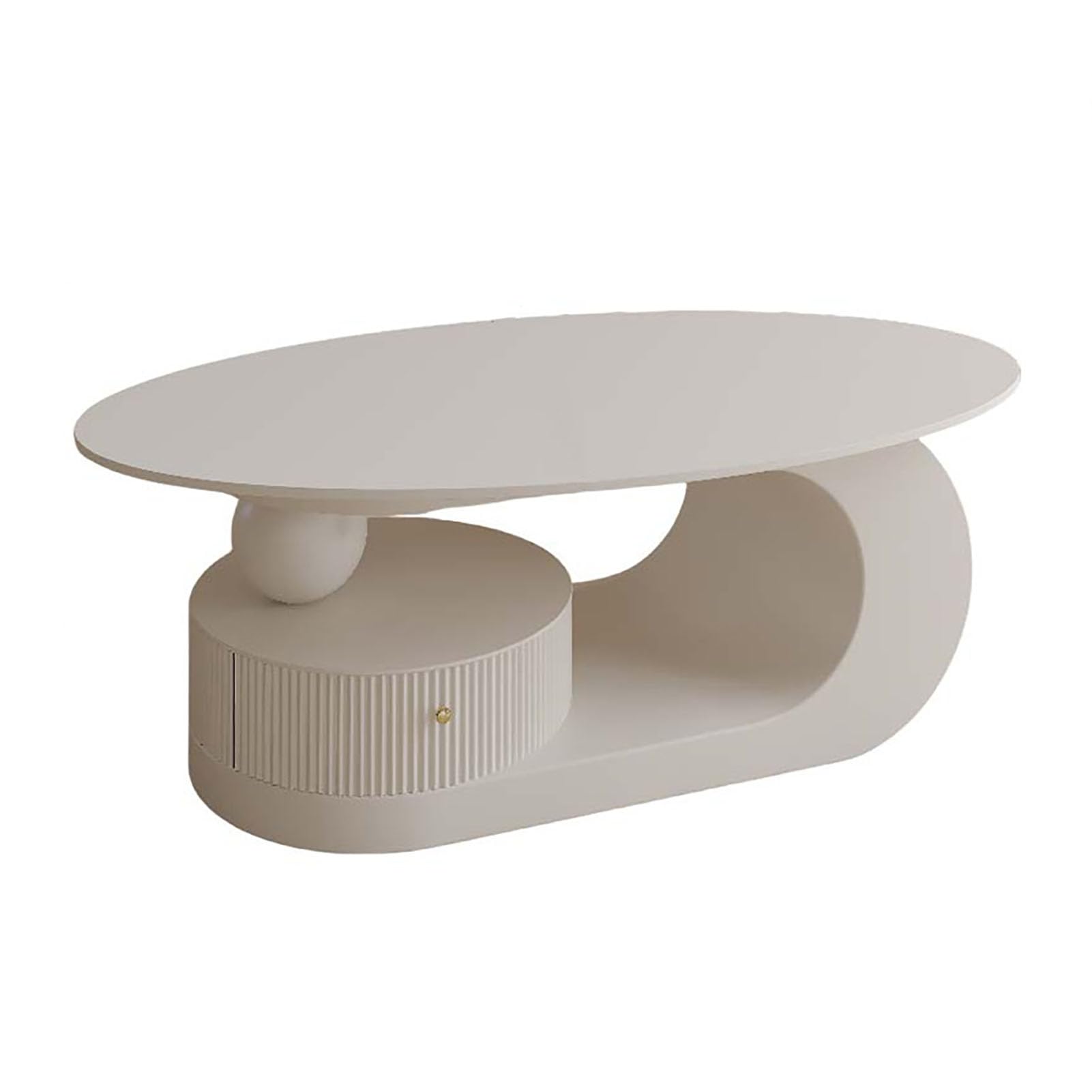 SXZenSpace Modern Oval Marble Coffee Table,47.2" Luxury Table with Storage Drawer And Shelf Metal Center for Living Room Office,A,120x60x42cm(47x24x17inch)
