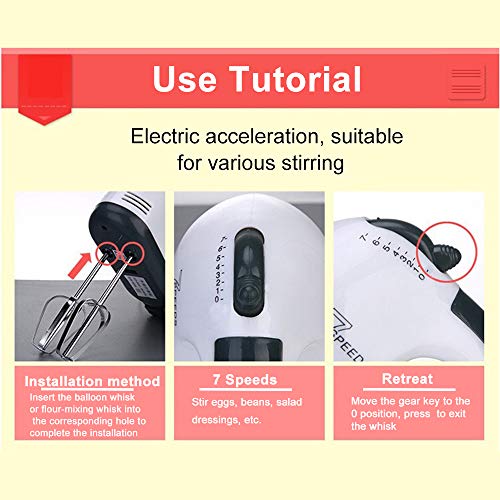 KKmoon Batedeira elétrica de mão Batedor de ovos 7 velocidades Easy Mix Good Grips Batedeira de bolo