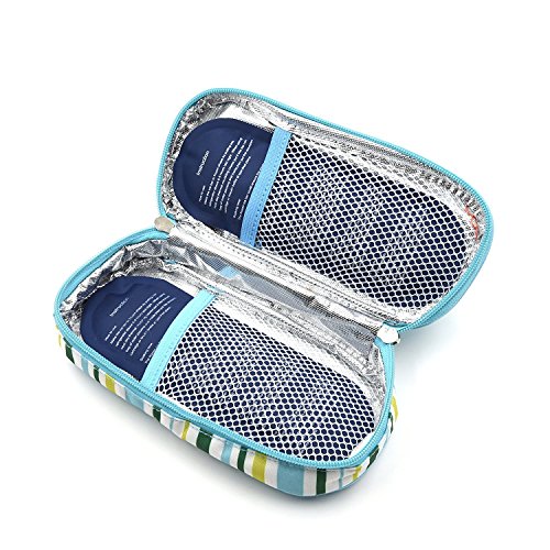 Apollo walker Insulin Cooler Travel Case Diabetic Medication Cooler with 2 Ice Pack and Insulation Liner(Light Blue)…