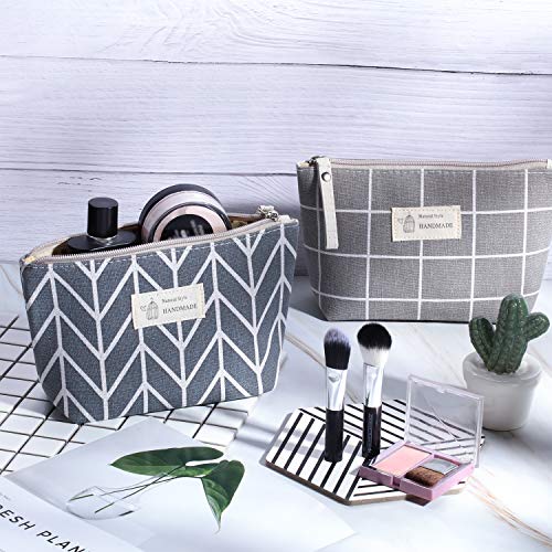 8 Pieces Canvas Cosmetic Bags Printed Makeup Bag Multi-Function Travel Organizer Pouch With Zipper For Women Girls Vacation Travel, 8 Styles #TOP4