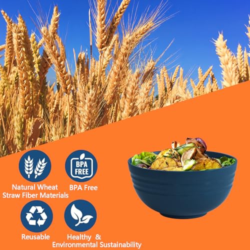Image of 【6 Pcs】Unbreakable Mixing Bowls Unbreakable Salad Bowls, 68 Ounces Microwave and Dishwasher Safe BPA-Free Serving Bowls for Cereal, Salad, Soup, Ramen,Noodle,Oatmeal,Snack Apply to Kitchen, Freezer