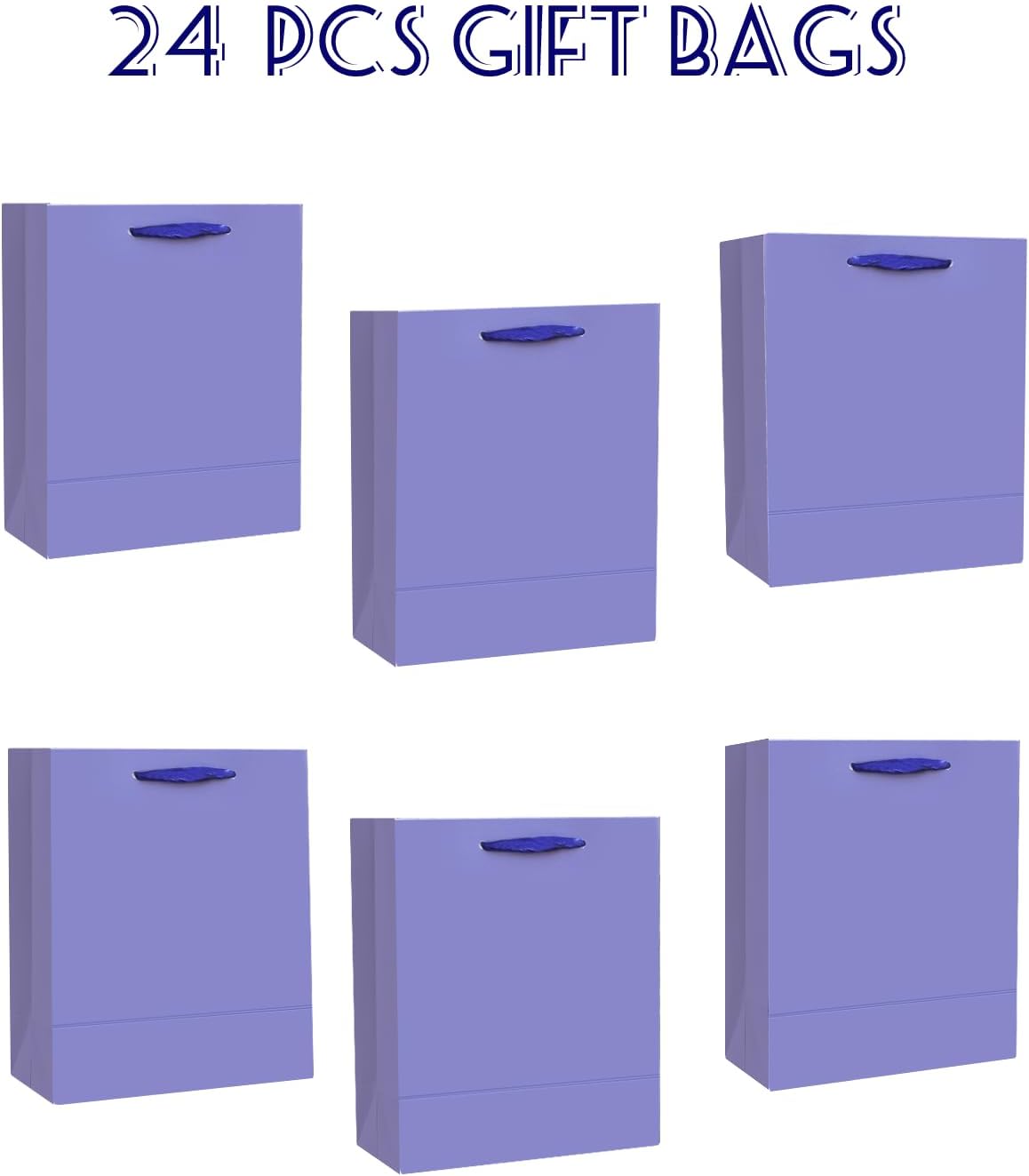 qiqee 24pcs Violet Gift Bags with Tissue Paper for Wedding, Birthday, Party Supplies-7.9"x4.3"x9.6" Medium Size Cardboard Gift Bags（24pcs Bags + Tissue Paper ）