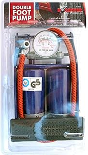 BARGAINGALORE NEW DOUBLE BARREL FOOT PUMP AIR INFLATOR CAR VAN BIKE PRESSURE GAUAGE BACKUP