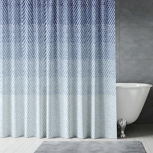 Image of Sassoon Occean Gradient Polyester Washable 1 Piece Printed Bathroom Shower Curtain with Hooks - 6.5ft