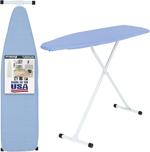 Miniatura 14 de Tabla de planchar de tamaño completo fabricada en EE. UU. - Beige de Seymour Home Products 4 patas de acero resistentes Parte superior perforada