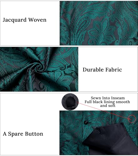 Image of DiBanGu Mens Paisley Suit Vest Silk Jacquard Waistcoat and Necktie Set Formal Shawl Collar Dress Vest 7PCS for Wedding Party