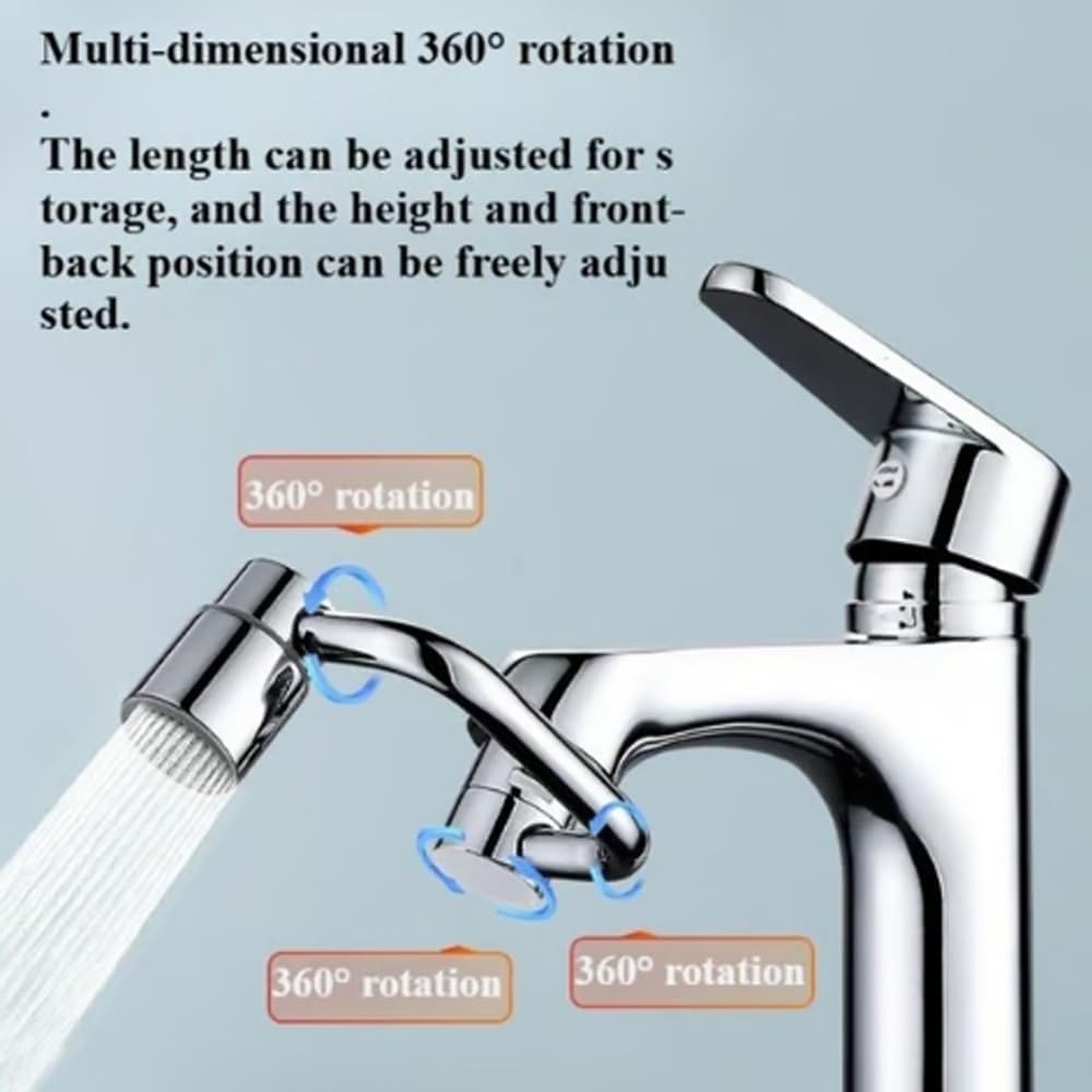 Extensor de grifo giratorio, aireador giratorio de 1440° para fregadero de cocina y baño, ahorro de agua multifuncional de 2 modos, fácil instalación, control de ángulo versátil, 1 unidad