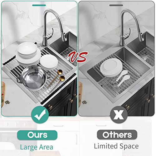 Techsea Roll-Up-Dish Drying Rack,Multipurpose Heat Resistant Over-The-Sink Dish Drying Rack, Stainless Steel Kitchen Sink Drying Rack #TOP3