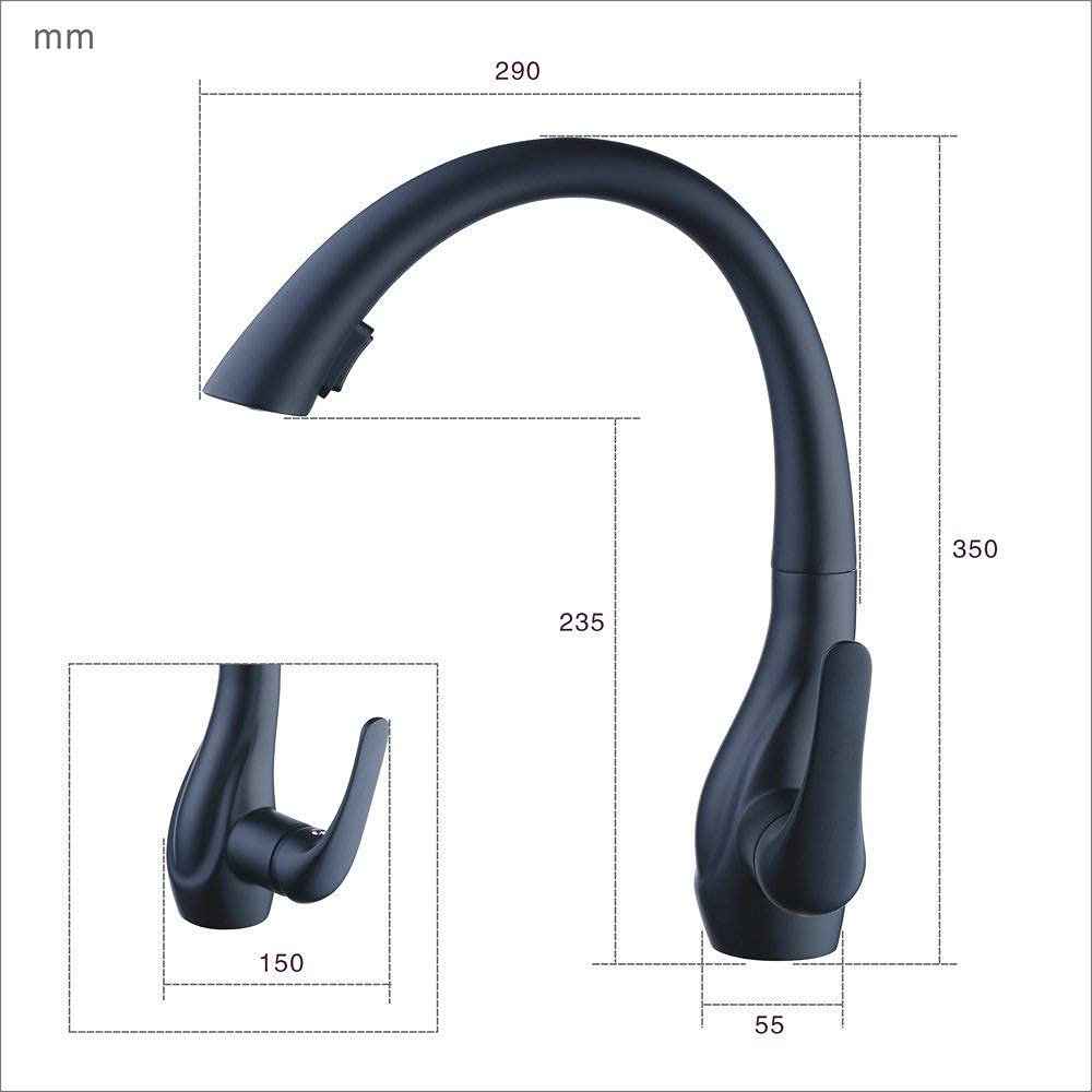 Rubinetti, Miscelatore Da Cucina Con spruzzatore Estraibile Classico Moderno, Miscelatore Monocomando Professionale Verniciatura Nero Spruzzatore Estraibile Rubinetti Da Cucina Comfortable anniversary