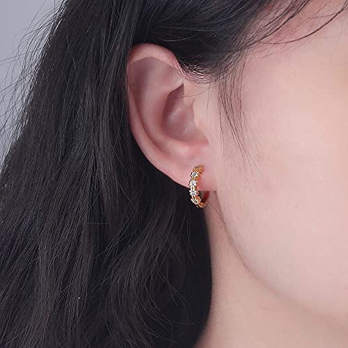 CiNily Small Hoop Earrings for Women Girls Flower Cubic Zirconia Huggie Earrings Hypoallergenic 14K Yellow Gold Plated Cartilage Earrings4