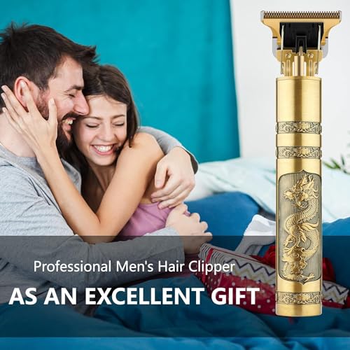 Image of GLAKER Trimmer Men, Beard Trimmer for Men, Professional Hair Clipper, Cordless Electric Shaver for Beard, Hair, Mustache, and Face, Zero Gapped T-Blade Clippers with 4 Size Hair Combs, Perfect Men's Grooming Kit (GOLD METAL )
