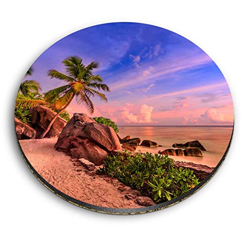 1 x Round MDF Magnet - Anse Source d'Argent Seychelles Beach 44106