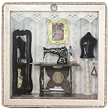 Sewing Room - Handmade - Miniature made with wood, plaster, paper, cloth and mirror glass. Special vintage gift