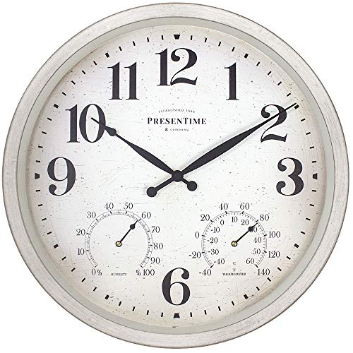 Horloge d'extérieur blanc vieilli Presentime & Co avec station météo - 2