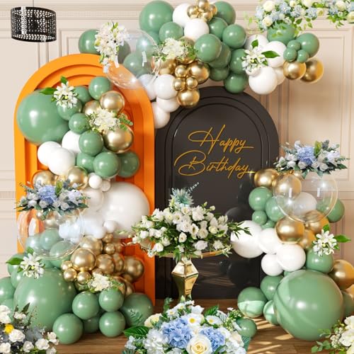 Image of Sage Green Gold Balloon Set 127PCS Balloon Garland Home Balloon Decoration for Birthday,Wedding,Babyshower
