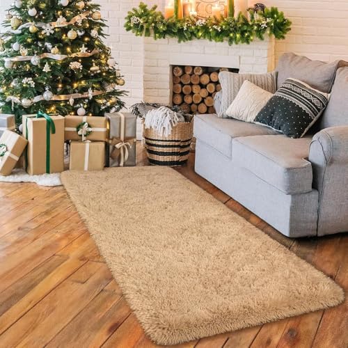 Image of 2x6 feet Soft Runner Rug for Living Room and Bedroom, Modern Indoor Floor Carpet with Non-Slip Backing, Comfortable Decorative Home Decor Rug, Easy Clean & Durable- (Beige, Rectangular)