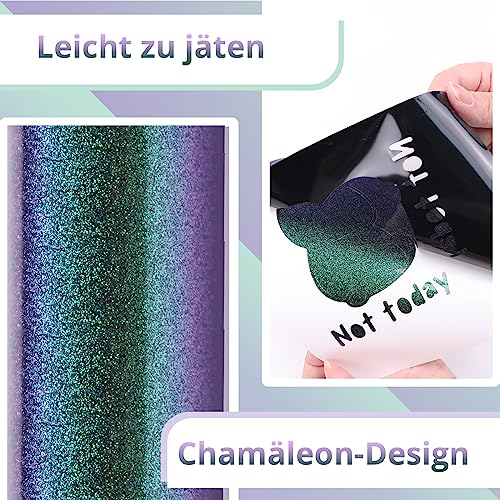 Htvront Chameleon Permanent Vinyl Roll - 12" X 6Ft Chameleon Permanent Adhesive Vinyl For Cricut & Cameo - Shimmer Adhesive Vinyl Roll - Easy To Cut & Weed (Purple To Copper) #TOP2