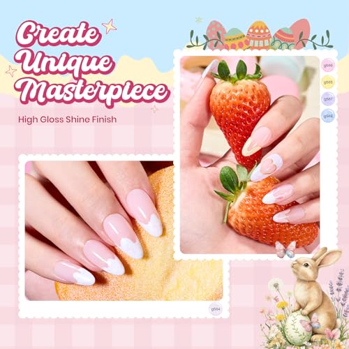Image of Beetles Summer Gel Polish Set, Pastel Whip 6 Colors Taste of Spring Macaron Shimmer Glitter Gel Polish Kit Spring Pink Yellow green Soft Creamy Soak Off UV LED DIY Gel Nail Art Gifts for Women