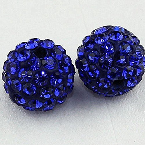 RUBYCA Pave Czech Crystal Disco Ball Clay Beads fit Shamballa Jewelry (50pcs, 8mm, Royal Blue)