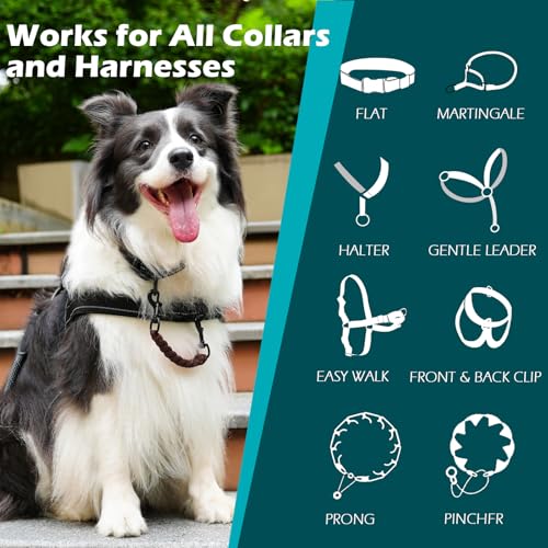 PetBonus Hundehalsband Clips, handgefertigtes Sicherungsband für Hundegeschirr, Stachelhalsband, doppelendiger Leinenverbinder (Braun)
