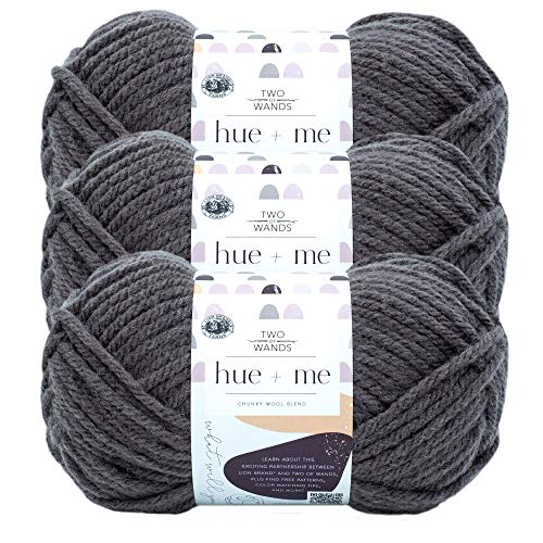 Image of Lion Brand Yarn, Hue + Me Chunky Yarn for Crocheting, Knitting, and Crafts, Shadow, 3 Pack