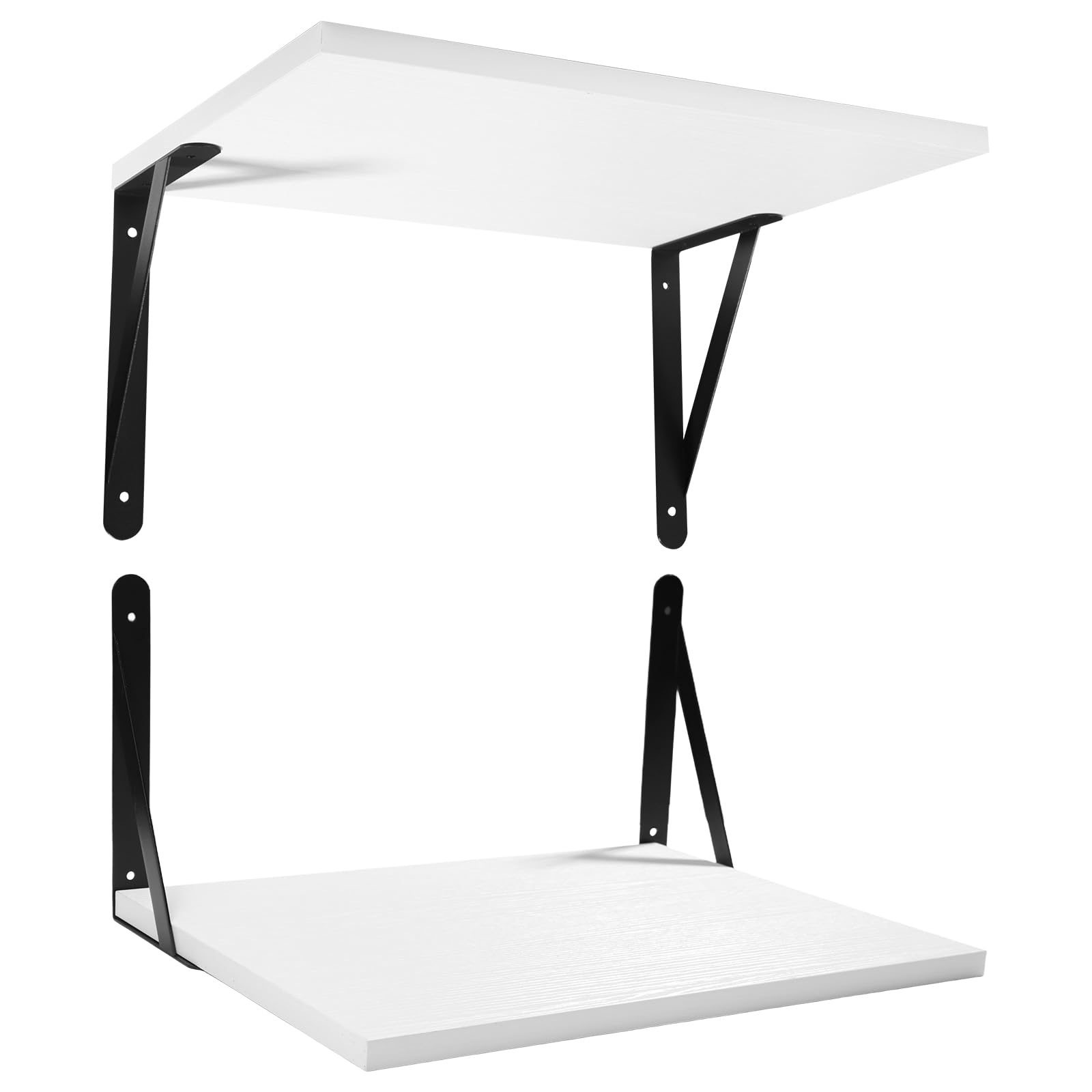Mensole da Muro, Set di 2 Mensole da Parete Galleggianti, in Legno con Staffa in Metallo, Scaffale Libreria da Muro Decorativa, per Soggiorno Camera da Letto Lavanderia Cucina Bagno