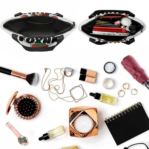 Interesting Boxing Kimchi Cartoon Tote Bag for Women Cosmetic Bag with Zipper, Reusable Wide Opening Handbag for Work, Travel4