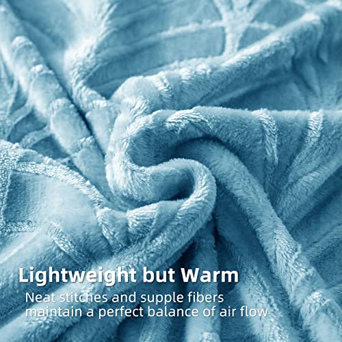 Whale Flotilla Flannel Fleece King Size Blanket for Bed, Soft Fluffy Velvet Bedspread Coverlet with Decorative Vintage Pattern for All Season, Warm and Lightweight, 90x104 Inch, Stone Blue