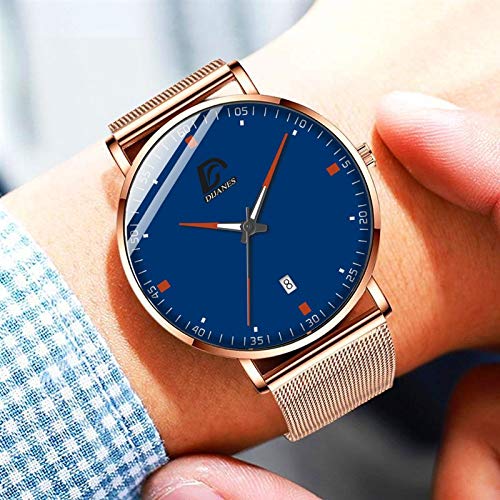 Xmiral Orologio Uomo Donna Al Quarzo - Minimalista Quadrante Blu Cinturino Acciaio Inox, Data