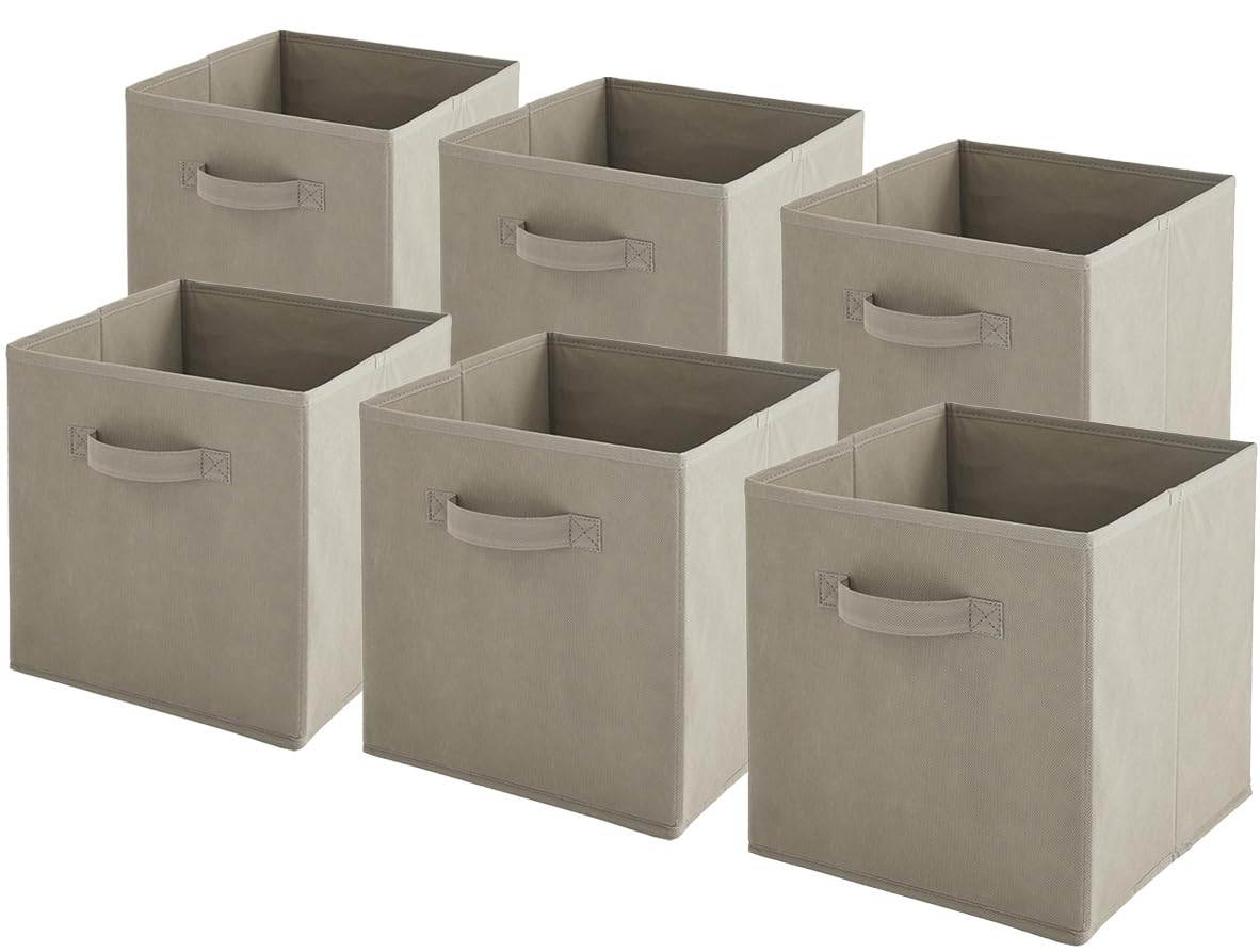 Cubi Arredo GRANNY SAYS Cubi Portaoggetti Con Struttura In Metallo, Confezione Da 4 Cubi Portaoggetti Scaffale, A Cubo In Tessuto 27x27x27, Cubi Contenitori Portaoggetti Pieghevoli - Grigio Scatole Portaoggetti - 7