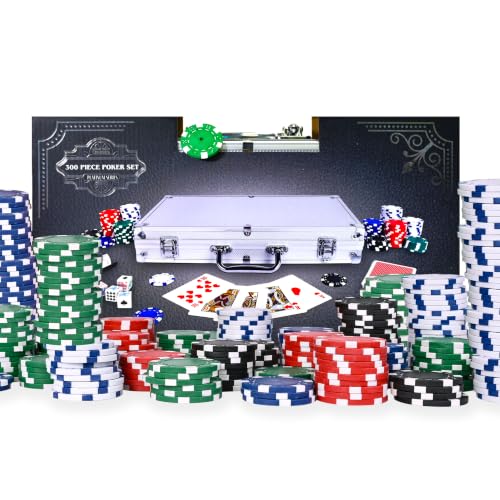 Elbow Room Games 300 Piece Poker Set Includes Colored Chips Dice Dealer and Blind Chips Deck of Cards in a Carrying Case