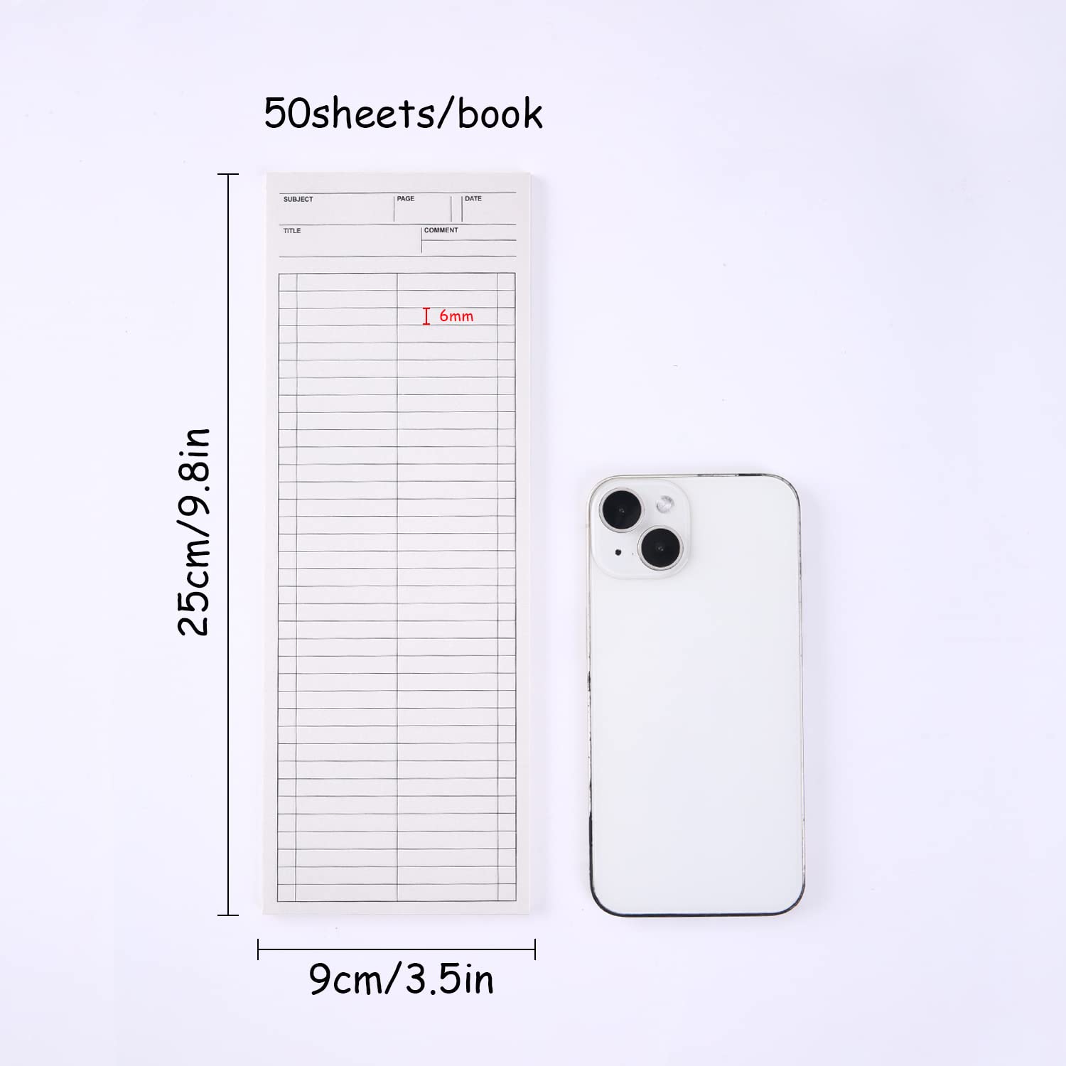 GINCEVHY Notizblöcke für To-Do-Listen, 9,8 x 8,9 cm langer Streifen, College-liniert, Notizblöcke für Planung, Aufgaben, Erinnerungen, Zuhause, Büro, 50 Blatt pro Notizblöcke (vertikal liniert), 4