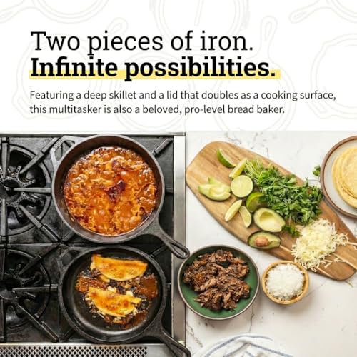 Lodge Pre-Seasoned Cast Iron Multi-Function Combo Cooker. Dutch Oven Pot, Skillet and Lid for Indoor and Outdoor Use. Induction, Oven, Grill and Metal Utensil Safe. Made in The USA. 3 Litre/3.2 Quart