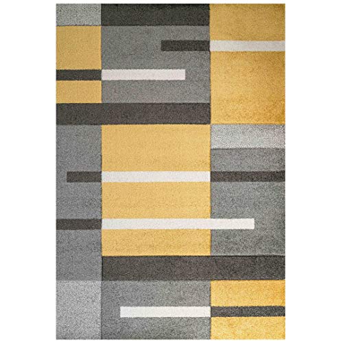 The Rug House Ochre Mustard Yellow Gold Colour Patchwork Bohemian Squares Design Living Roo. #TOP1
