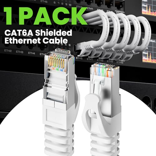 GearIT Cat6A Ethernet Cable 10Gbps Snagless Shielded SSTP, SFTP Shielded Ethernet Cable, 26AWG 4 Pair Solid Bare Copper Cat6 Cable, Cat 6 Shielded Network Cable - Image 3