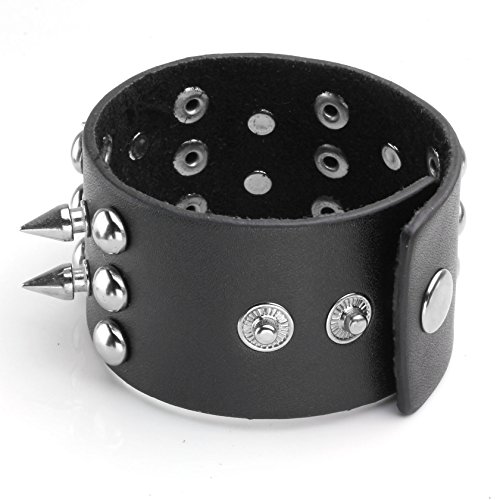 Set de 2 Pulseras Punk de Cuero con Tachuelas para Hombre y Mujer miniatura 4