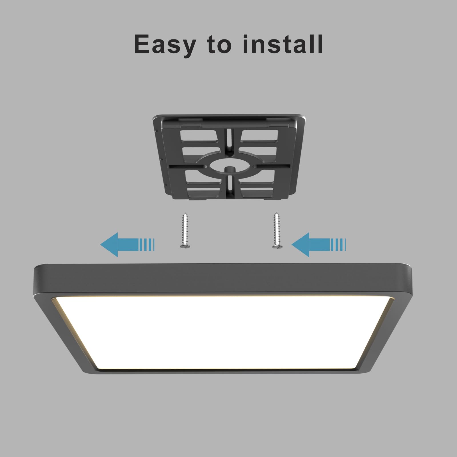 LVL Pannello LED da 24W 30cm CCT, Moderna Plafoniera Bagno Led Soffitto Quadrato per Cucina, Soggiorno, Camera da Letto, Corridoio, Ripostiglio, Ufficio (nero, 30cm-24W)