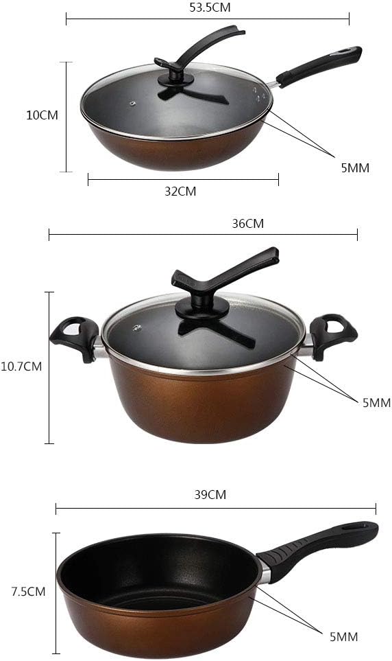 鍋セット 鍋 中華鍋 フライパンセット 3点セット Ih対応 炒め鍋 鍋蓋付 取っ手あり ガラス蓋 鍋 フライパンミックスセット