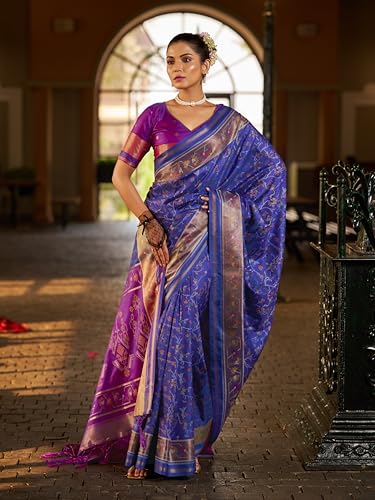 Image of SWORNOF Women's kanjivaram banarasi silk saree Zari Woven for festival Wedding silk with rich pallu Design sarees for women with Unstitched blouse piece